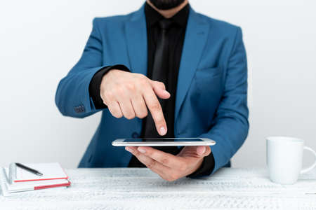 Presenting Communication Technology Smartphone Voice Video Calling Writing Important Notes Job Interview Ideas Global Connectivity Communications Giving Advice Lecturesの写真素材