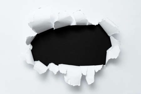Abstract plain tear paper showing background conspectus flat sheet presenting another backdrop Outline pad exhibiting real history broken note reveal behindの写真素材