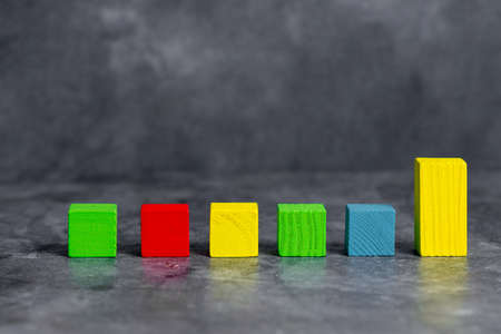 Sample Cube Rectangular Boxes Polished With Multi-Colour Symbolizing Stability Growth Development Aligned On Surface With Different Perspective Bounded By E-Supplies Accesoriesの写真素材