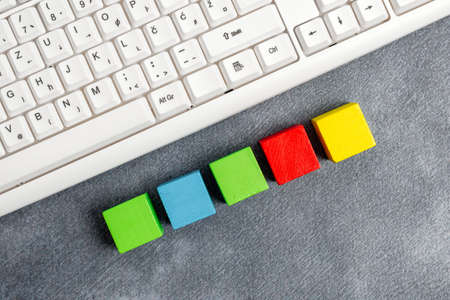 Sample Cube Rectangular Boxes Polished With Multi-Colour Symbolizing Stability Growth Development...