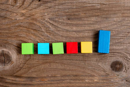 Sample Cube Rectangular Boxes Polished With Multi-Colour Symbolizing Stability Growth Development Aligned On Surface With Different Perspective Bounded By E-Supplies Accesoriesの写真素材