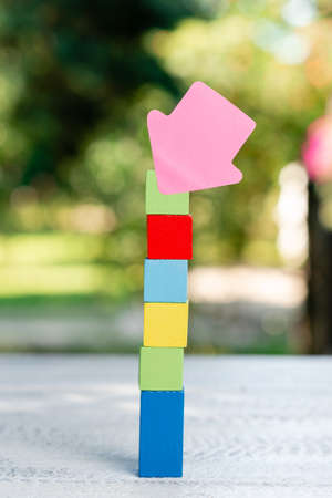 Working Activities Outside, Displaying Colorful Building Blocks, Abstract Planning Different Stages,...