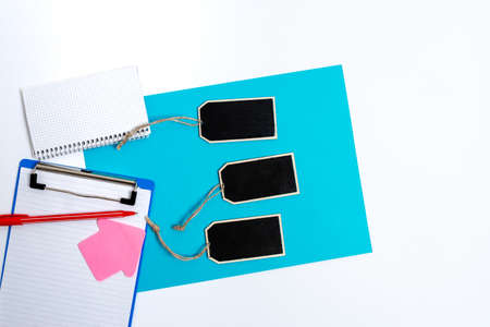 Pinned Variety of Empty Color Paper Sticker Notes Mock Up Used for Content. Paper Notebook...