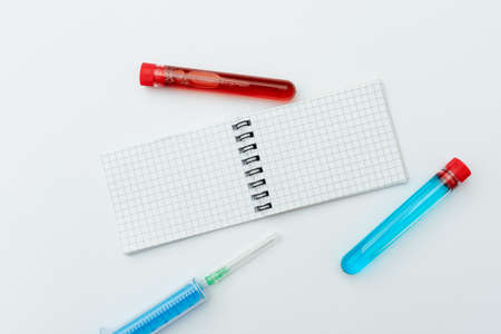 Research Notes Virus Prevention, Planning Medical Procedures, Testing Virus Samples, Writing Important Note, Gathering Medicinal Information, Wear Protective Gearsの写真素材