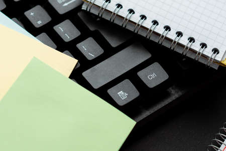 Retyping Old Notes, Playing Text Games, Testing Typing Speed, Typewriting Transcripts, Starting Fresh Poems Novels, Chatting Friends Family, Global Communicationsの写真素材