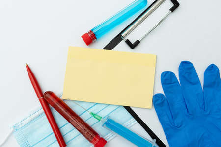 Sending Virus Awareness Message, Abstract Avoiding Viral Outbreak, Planning Preventive Measures, Gathering Medicinal Information, Wear Protective Gearsの写真素材
