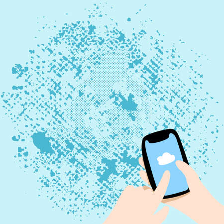 Abstract Spreading Message Online Global Connectivity Concepts Mobile Phone Texting Ideas Cloud Storage Idea Sending New Messages People Sharing Connectionsのイラスト素材