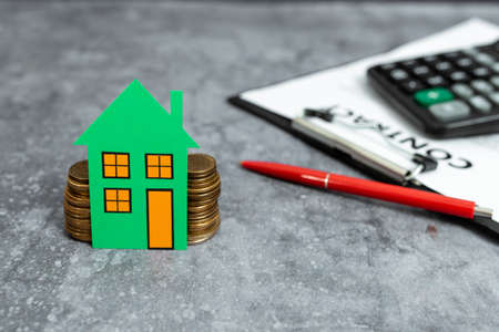 Computing House Upgrade Budget, New Household Budgeting Ideas, Home Expansion Costs, Planning Phase, Property Development Expenses, Abstract Buying Selling Land Estateの写真素材