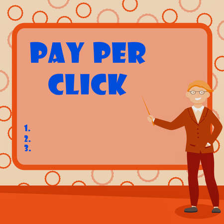 Text caption presenting Pay Per Click. Word Written on internet marketing in which payment is based on clickthroughs Abstract Professor Giving Lectures, Explaining And Reporting Conceptの写真素材