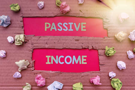 Text showing inspiration Passive Income. Business concept earnings extracted from rental property, and other enterprises Forming New Thoughts Uncover Fresh Ideas Accepting Changesの写真素材