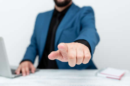 Lawyer Explaining Trial Proceedings, Real Estate Agent Offering Property, Businessman Presenting New Business Ventures, Professor Teaching Lesson Giving Adviceの写真素材