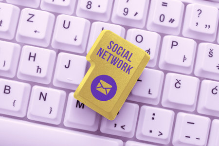 Conceptual display Social Network. Business showcase a framework of individual linked by interan individualal relationship Typing Cooking Lesson Guidebook, Retyping New Online Guidelinesの写真素材