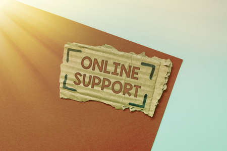 Sign displaying Online Support. Word for range of services which helps in solving the buyer s is problem Simple Homemade Crafting Ideas And Designs Recycling Used Materialsの写真素材