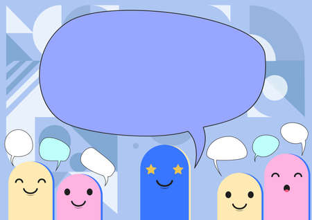Cartoon Heads Drawing Drawing With Speech Bubble Showing Conversation. Different Caricature With...
