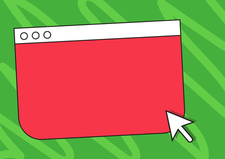 Colorful Web Page Browsing Drawing With Cursor Pointer Below. Empty Online Search Engine Drawing With Optical Mouse Indicator Under.のイラスト素材