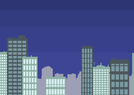 Multiple Skyscrapers Drawing Showing City Skyline. Diffrent High-Rise Buildings Showing Cityscape Horizon.Towering Architectures Spread Across The Town.のイラスト素材