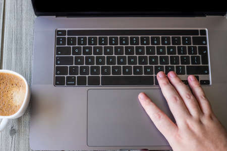 Lady Hands Pointing Pressing Computer Keyboard Keys Typewriting New Ideas. Woman Palms Tapping...