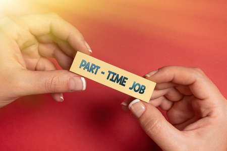 Conceptual caption Part time Job. Business overview employment marked by working less than 40 hours in a week Drafting New Contract Creating Agreement Message Taking Important Notesの写真素材