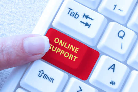 Text caption presenting Online Support. Business approach range of services which helps in solving...
