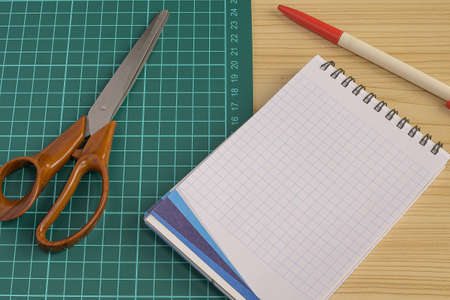 Multiple Assorted Collection Office Stationery Photo With Pens Pencils Notepads Notebook Ruler...