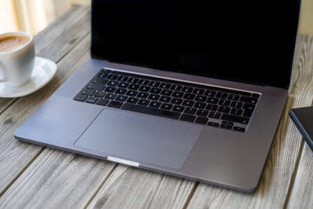 Lady Hands Pointing Pressing Computer Keyboard Keys Typewriting New Ideas. Woman Palms Tapping Typing Fresh Thoughts Using Wireless Notebook Keypad.の写真素材