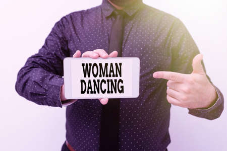 Sign displaying Woman Dancing. Word for confident that dances gracefully and professionallyの写真素材