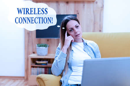 Text sign showing Wireless Connection. Internet Concept there is no physical wired connection...