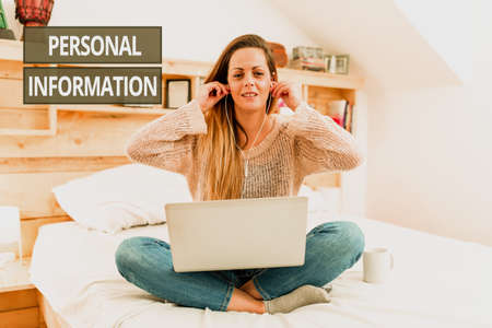 Text caption presenting Personal Information. Business showcase recorded information about an...