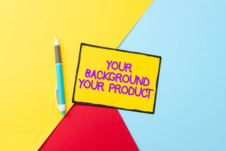 Text caption presenting Your Background Your Product. Business overview knowledge experiences...