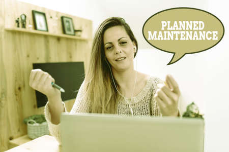 Inspiration showing sign Planned Maintenance. Word Written on reventive maintenance carried out base...