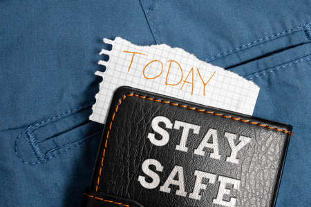 Conceptual display Stay Safe. Conceptual photo secure from threat of danger, harm or place to keep articles Thinking New Bright Ideas Renewing Creativity And Inspirationの写真素材