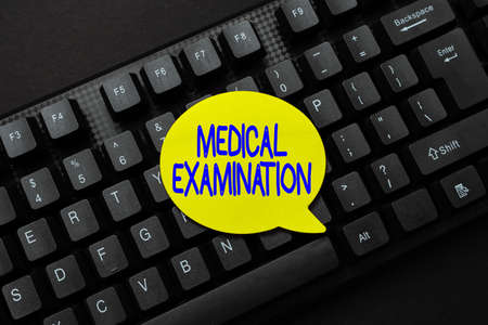 Writing displaying text Medical Examination. Business showcase Checkup carried out to determine the...
