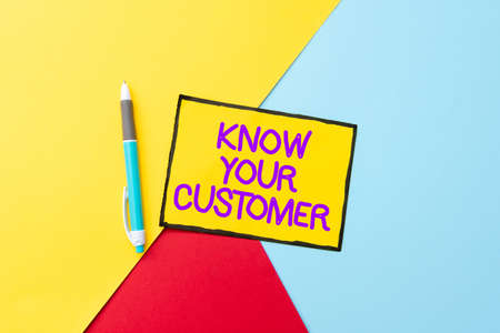 Text showing inspiration Know Your Customer. Word for The idea of business identification and finance safety Colorful Perpective Positive Thinking Creative Ideas And Inspirationsの写真素材