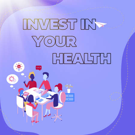 Text sign showing Invest In Your Health. Word for put money on maintenance or improvement of your health Entering Office Worksheet Data, Listing Registered Online Membersの写真素材