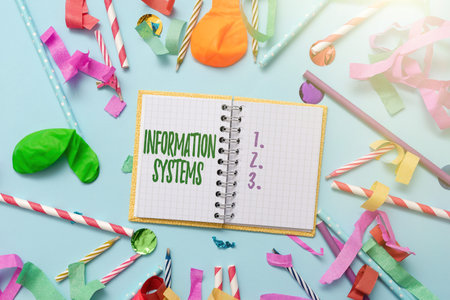 Text caption presenting Information Systems. Word Written on study of systems with a exact reference to information Colorful Party Collections Flashy Celebration Stuff Birthday Festival Kitの写真素材