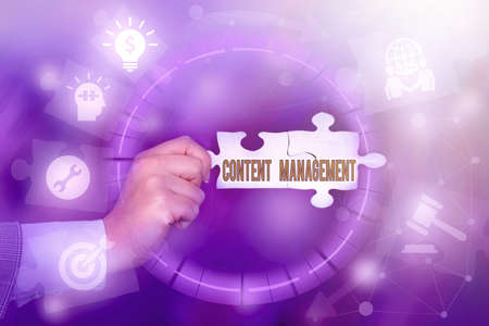 Text showing inspiration Content Management. Business overview programs used to create and manage...