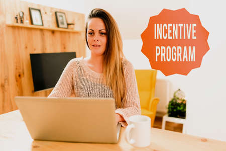 Writing displaying text Incentive Program. Business approach specific scheme used to promote certain...