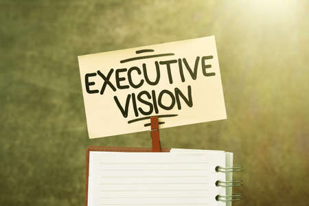 Inspiration showing sign Executive Vision. Word Written on inspires those around them to move toward Creates solution Brainstorming The New Idea Of Solutions And Answers Seeking More Cluesの写真素材