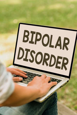 Text caption presenting Bipolar Disorder. Word Written on mental illness that brings severe high and low moods Online Jobs And Working Remotely Connecting People Togetherの写真素材
