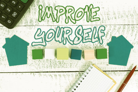 Conceptual caption Improve Yourself. Business concept making yourself a better or more knowledgable person Preparing House Plans, Home Investment Ideas, Calculate Housing Costの写真素材