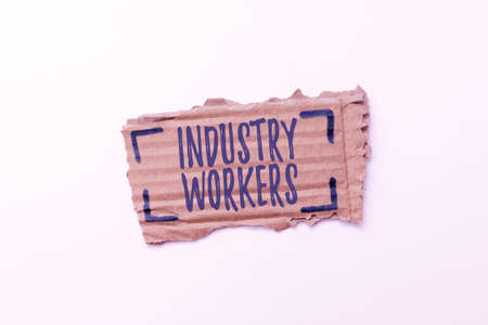 Text caption presenting Industry Workers. Business overview one that works especially at manual or industrial labor Creative Home Recycling Ideas And Designs Concepts Trash To Cash Ideaの写真素材