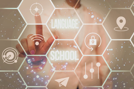 Conceptual display Language School. Conceptual photo educational institution where foreign languages...