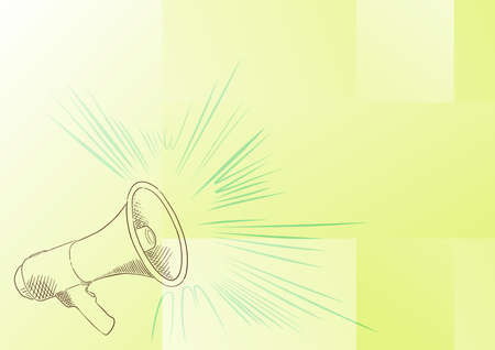 Illustration Of A Loud Megaphone Speaker Making New Announcements. Line Drawing Bullhorn Producing Recent Advertisement. Amplifier Sketch Showing Late Broadcast.のイラスト素材