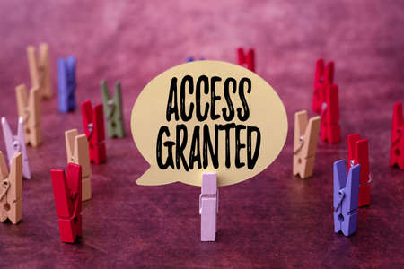 Conceptual caption Access Granted. Internet Concept admittance of users to system and network...