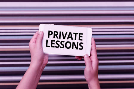 Writing displaying text Private Lessons. Business concept teaching which is usually paid privately by small groups Voice And Video Calling Capabilities Connecting People Togetherの写真素材