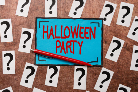 Text caption presenting Halloween Party. Concept meaning eve of the Western Christian feast of All Hallows Day Progress In Solving Problems Breakthrough New Designs And Ideasの写真素材
