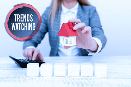 Handwriting text Trends Watching. Business idea change or development towards something new or...
