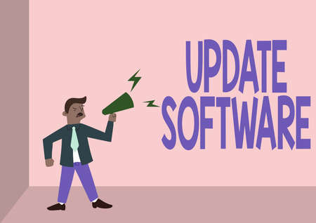 Conceptual caption Update Software. Concept meaning replacing program with a newer version of same...