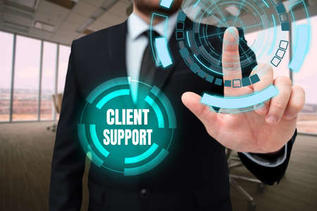 Hand writing sign Client Support. Business overview focus on helping customers to use products and...