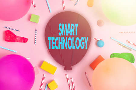 Writing displaying text Smart Technology. Internet Concept used to protect and prevent errors in hard drives Colorful Birthday Party Designs Bright Celebration Planning Ideasの写真素材